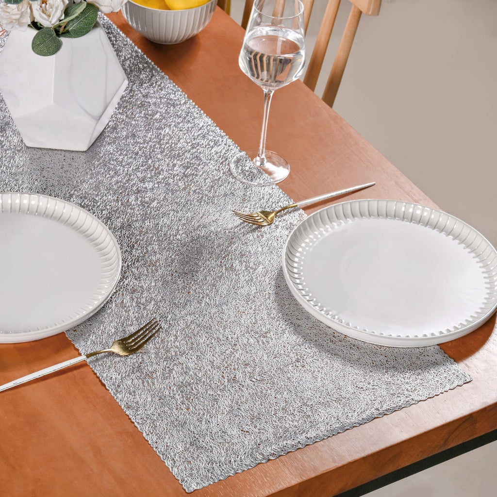 Shiny Lines Silver Table Runner 183x37cm Nestasia