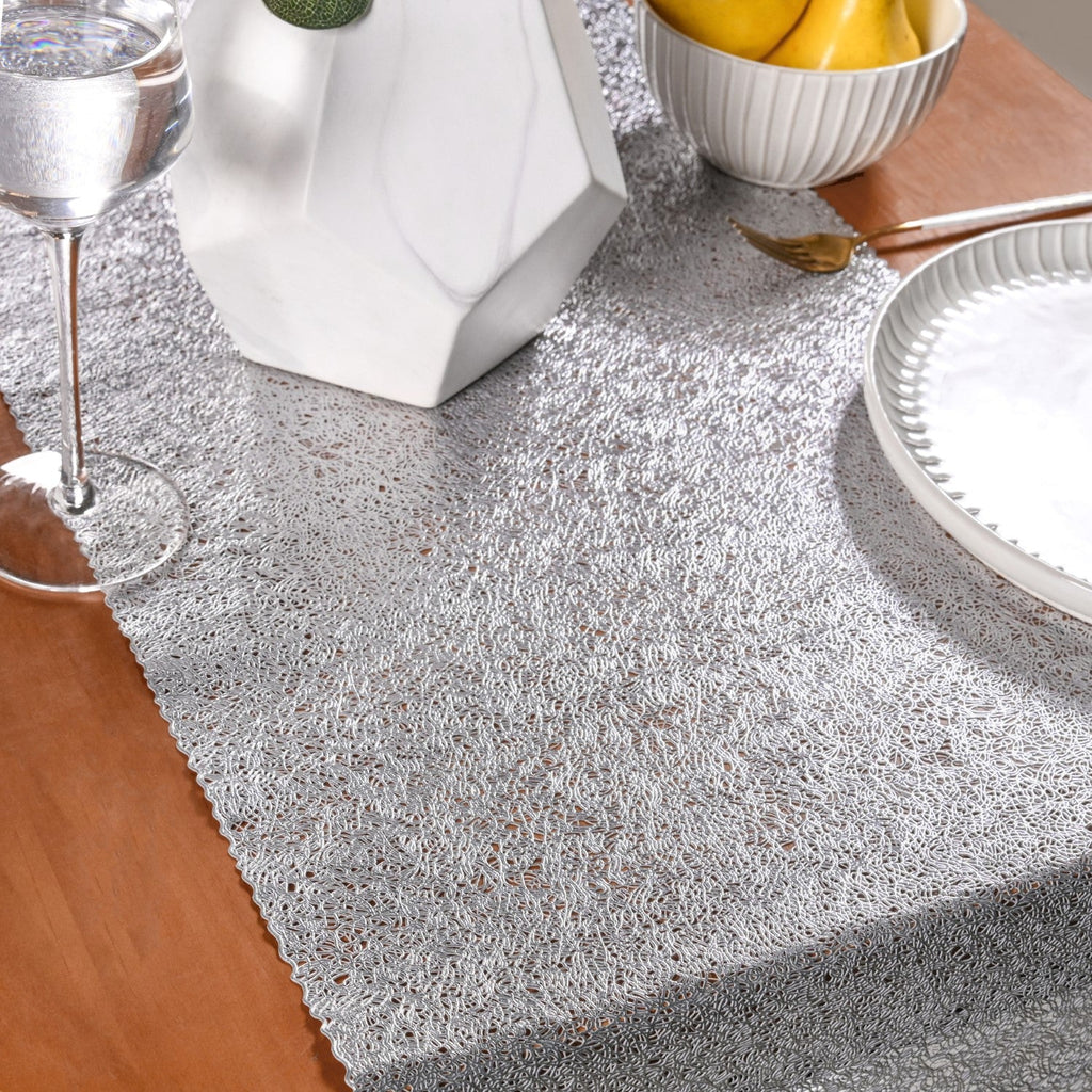 Shiny Lines Silver Table Runner 183x37cm Nestasia