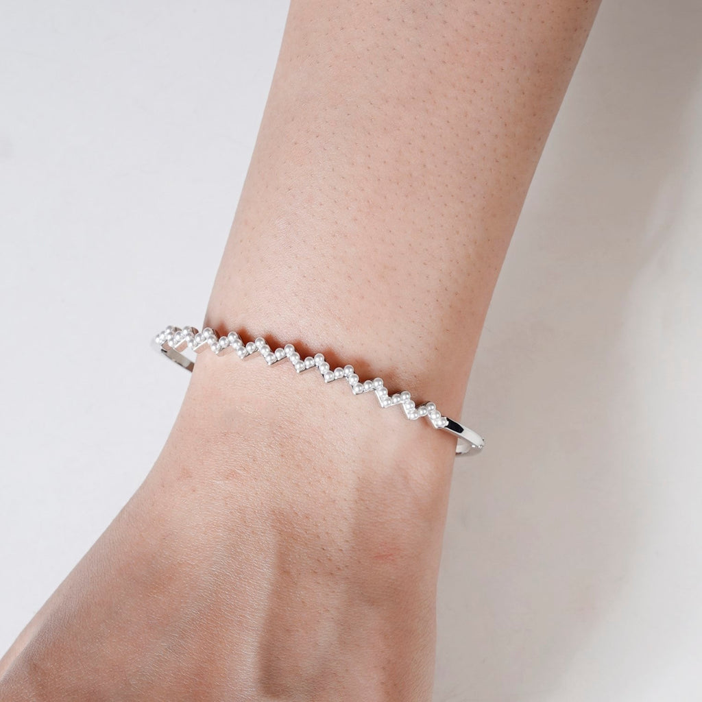 Silver Zigzag Pearl Bracelet Nestasia