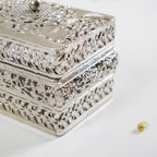 Antique Metal Gift Box Silver Set Of 2 Nestasia