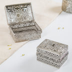 Antique Metal Gift Box Silver Set Of 2 Nestasia