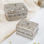 Antique Metal Gift Box Silver Set Of 2 Nestasia