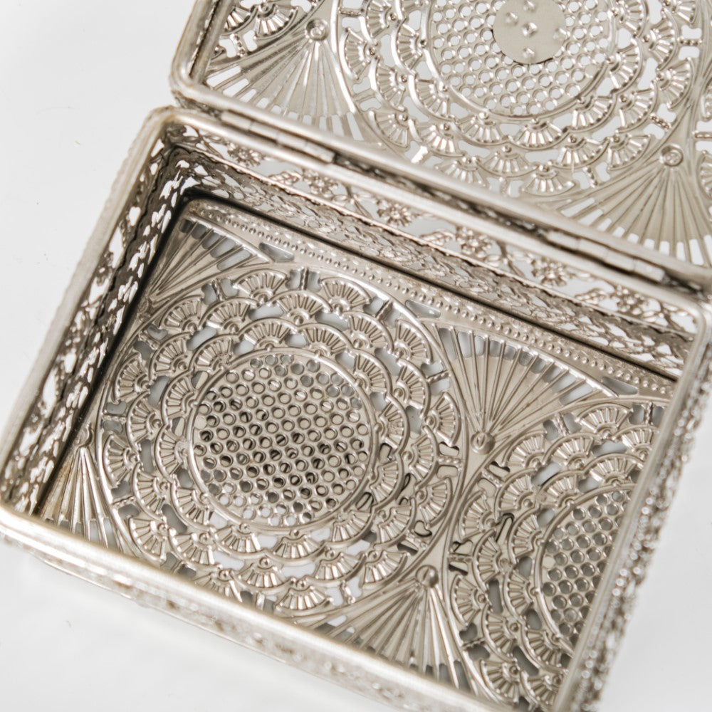 Antique Metal Gift Box Silver Set Of 2 Nestasia