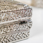 Antique Metal Gift Box Silver Set Of 2 Nestasia