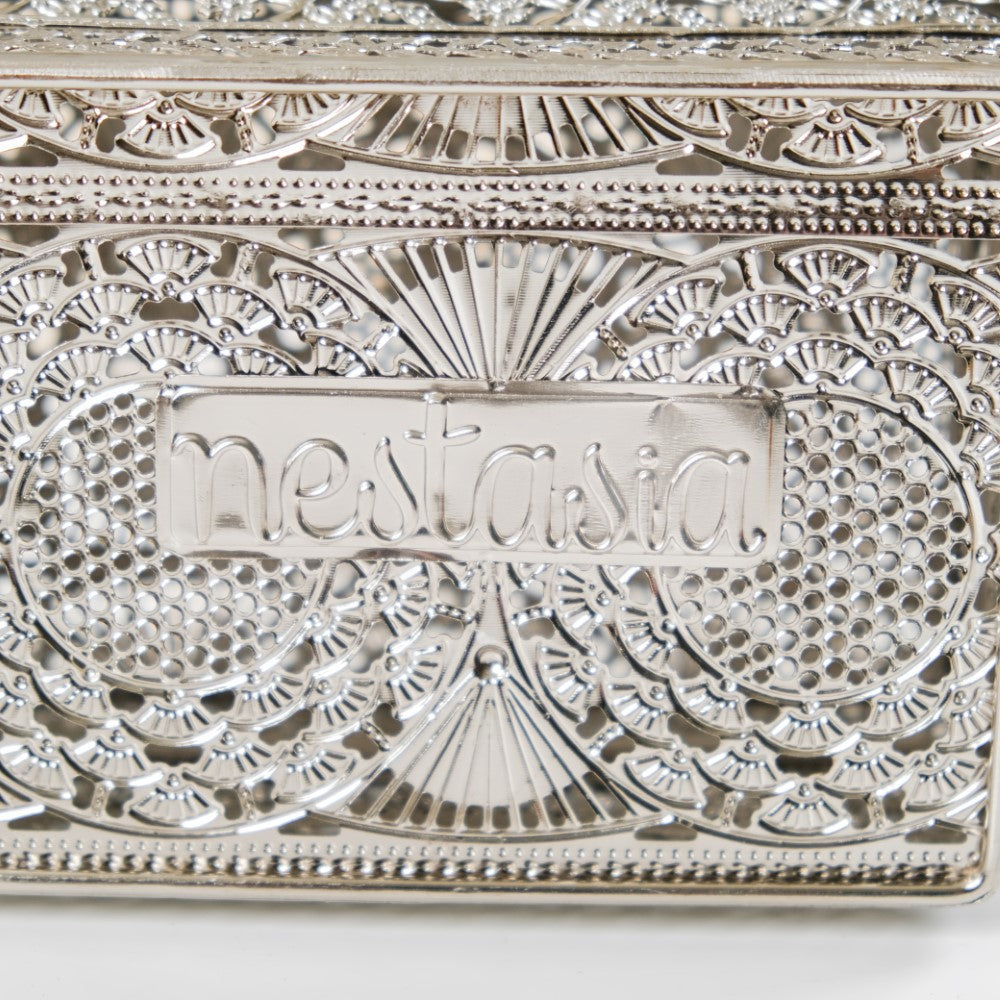 Antique Metal Gift Box Silver Set Of 2 Nestasia