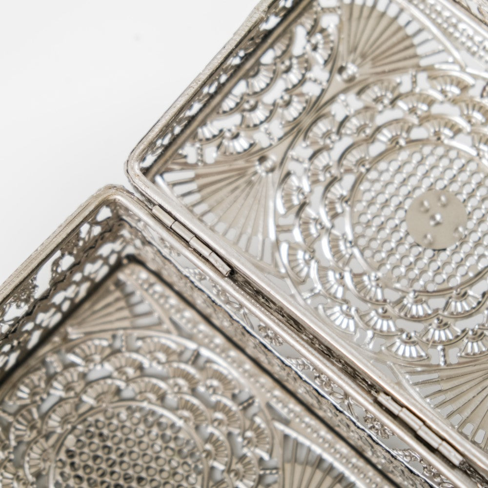 Antique Metal Gift Box Silver Set Of 2 Nestasia