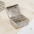 Antique Metal Gift Box Silver Set Of 2 Nestasia
