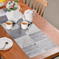 Grid Dining Table Runner Silver Grey 92x35cm Nestasia