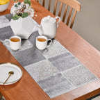 Grid Dining Table Runner Silver Grey 92x35cm Nestasia