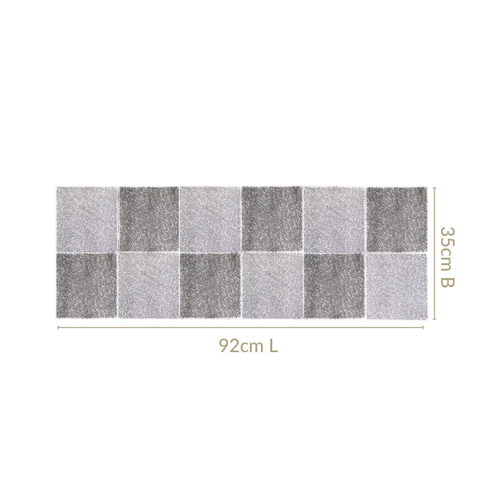 Grid Dining Table Runner Silver Grey 92x35cm Nestasia