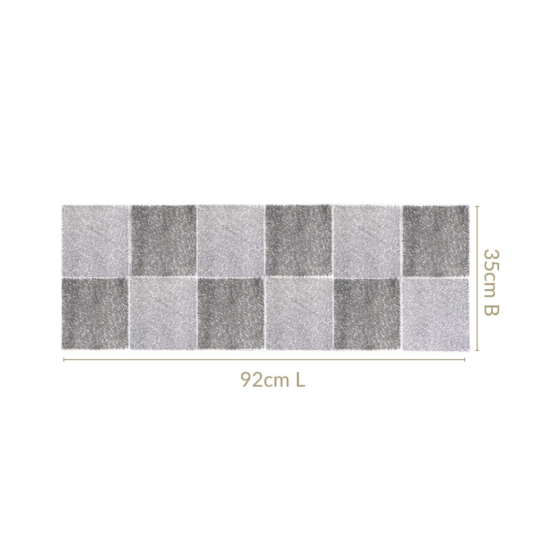 Grid Dining Table Runner Silver Grey 92x35cm Nestasia