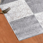 Grid Dining Table Runner Silver Grey 92x35cm Nestasia