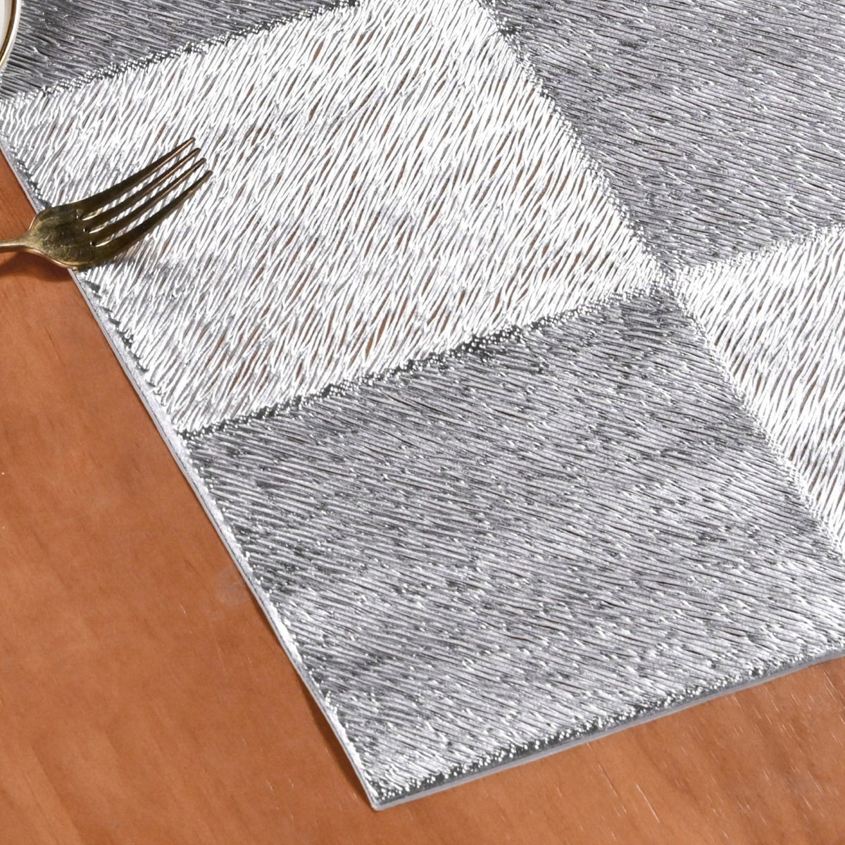Grid Dining Table Runner Silver Grey 92x35cm Nestasia