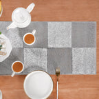 Grid Dining Table Runner Silver Grey 92x35cm Nestasia