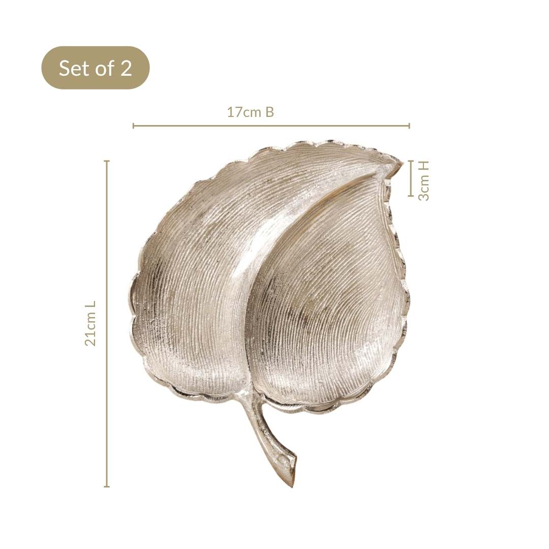 Silver Leaf Platter Set Of 2 Nestasia