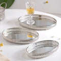 Set Of 3 Luxury Metal Tray Silver Nestasia
