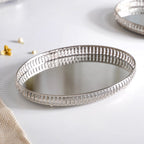Set Of 3 Luxury Metal Tray Silver Nestasia