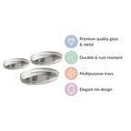 Set Of 3 Luxury Metal Tray Silver Nestasia