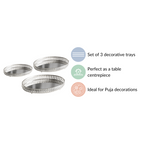 Set Of 3 Luxury Metal Tray Silver Nestasia