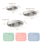 Set Of 3 Luxury Metal Tray Silver Nestasia