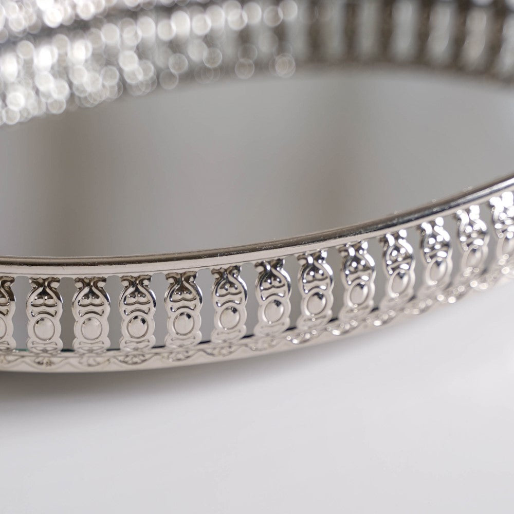 Set Of 3 Luxury Metal Tray Silver Nestasia