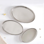 Set Of 3 Luxury Metal Tray Silver Nestasia