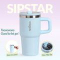 SipStar Tumbler With Side Handle Frosted Sky Blue 650ml Nestasia