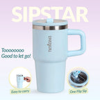 SipStar Tumbler With Side Handle Frosted Sky Blue 650ml Nestasia