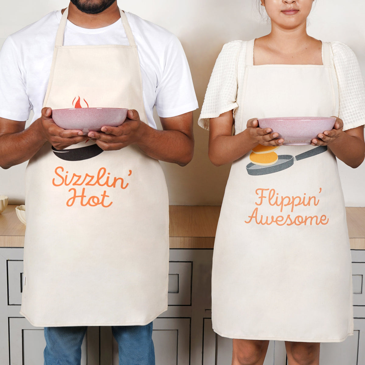 Sizzlin And Flippin Couple Apron Set Of 2 Nestasia