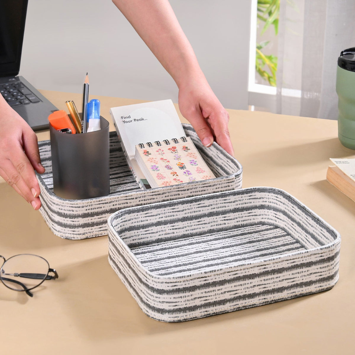 SlateLine Desk Organiser Tray Set Of 2 Nestasia