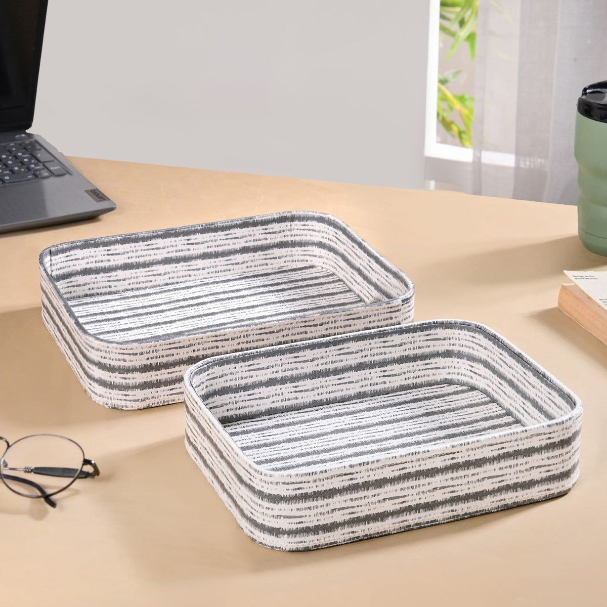 SlateLine Desk Organiser Tray Set Of 2 Nestasia