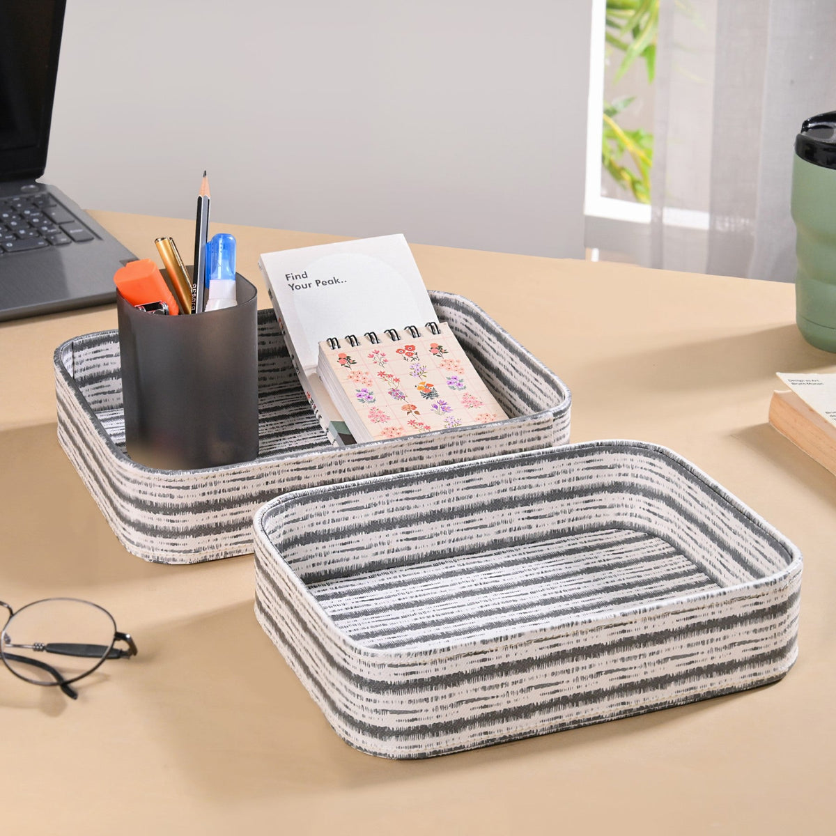 SlateLine Desk Organiser Tray Set Of 2 Nestasia