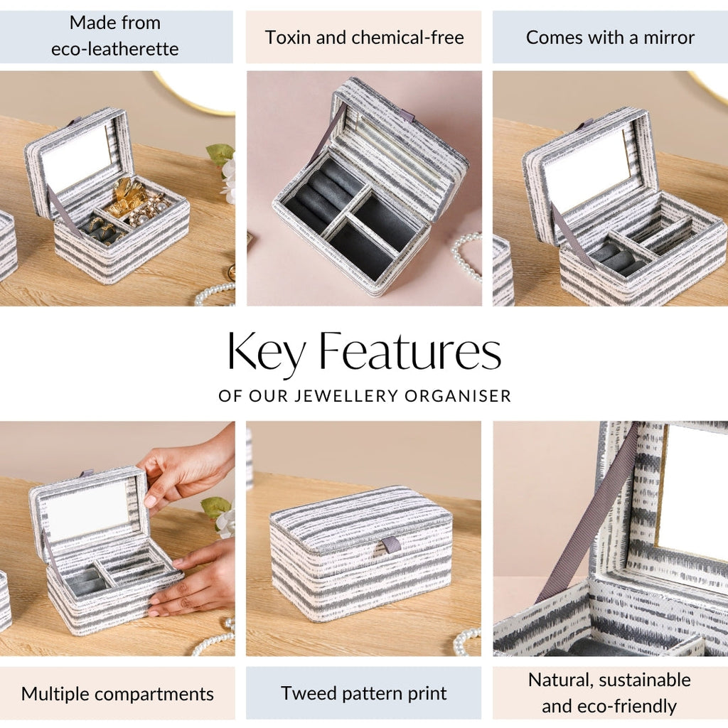 SlateLine Portable Jewellery Box With Mirror Nestasia