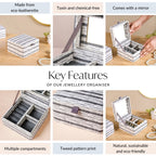SlateLine Sustainable Multi Section Jewellery Box With Mirror Nestasia