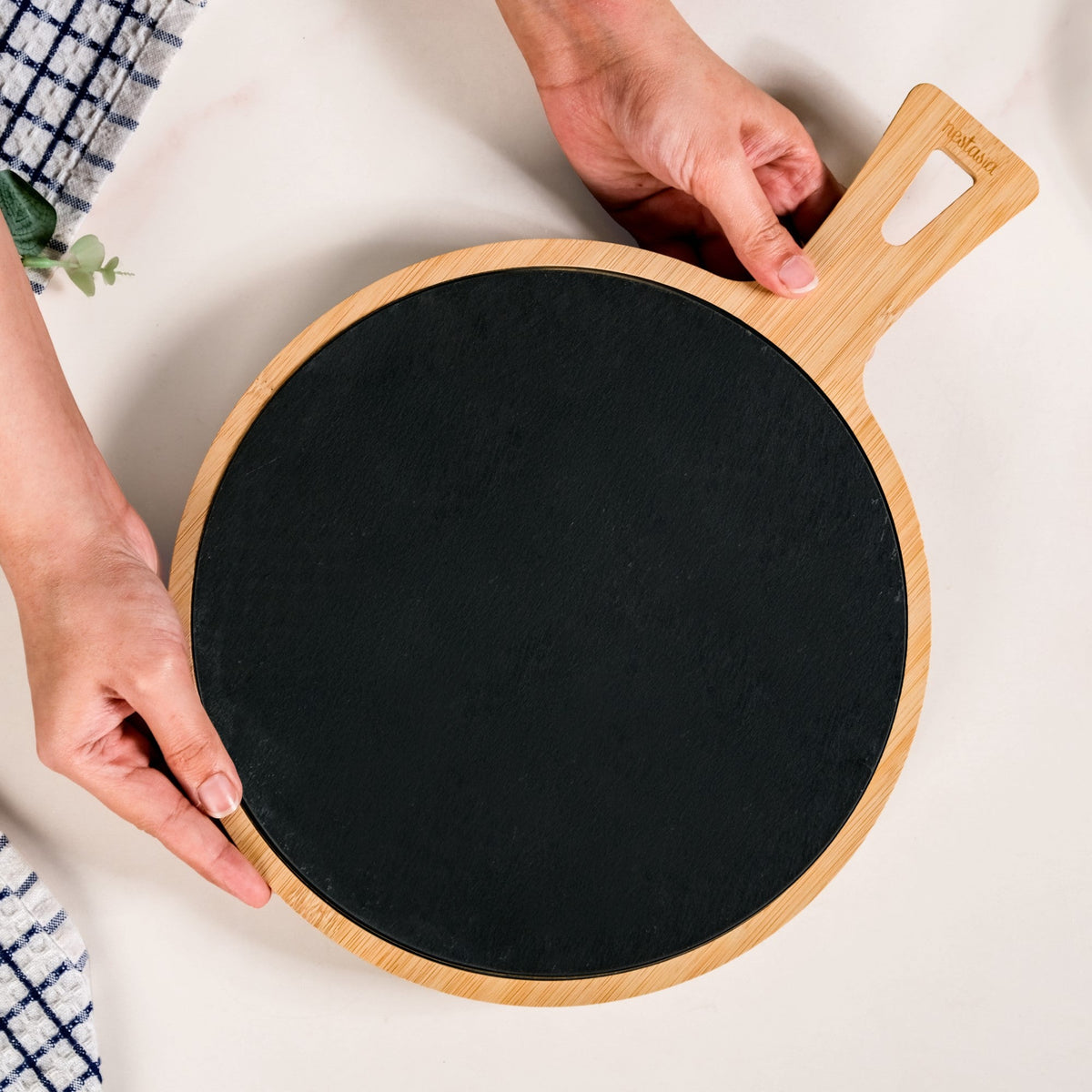 Removable Slate Round Serving Platter 26cm Nestasia
