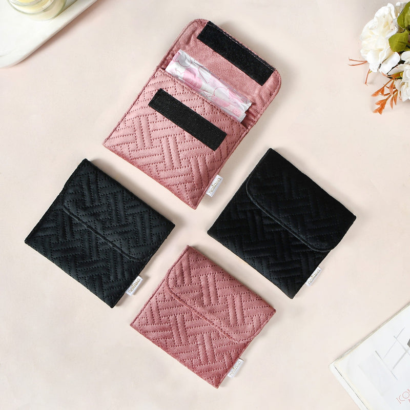 Sleek Small Cosmetic Pouch With Velcro Set Of 4 Nestasia
