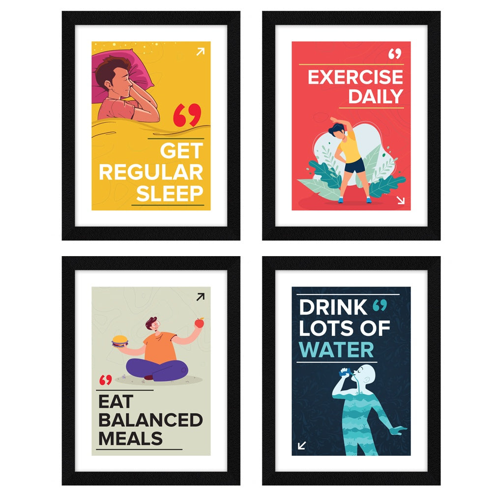 Health Motivational Quote Wall Frames, Inspirational, Set of 4, AXS4-104 ArtX