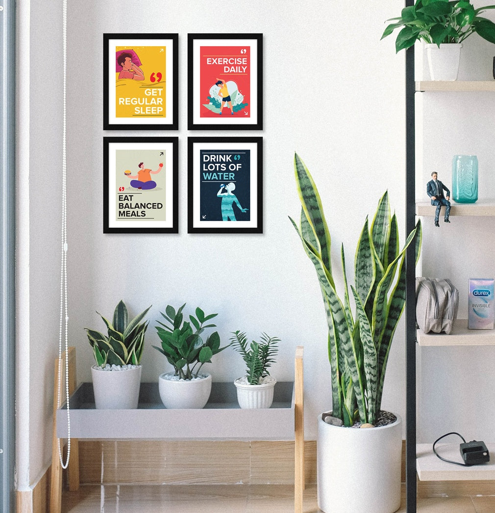 Health Motivational Quote Wall Frames, Inspirational, Set of 4, AXS4-104 ArtX