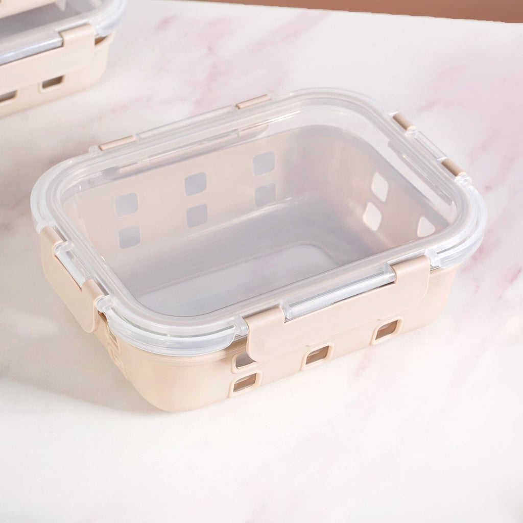 Gripso Food Storage Container With Silicone Sleeves Set Of 3 Beige S 370ml M 600ml L 1000ml Nestasia