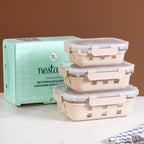 Gripso Food Storage Container With Silicone Sleeves Set Of 3 Beige S 370ml M 600ml L 1000ml Nestasia