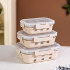 Gripso Food Storage Container With Silicone Sleeves Set Of 3 Beige S 370ml M 600ml L 1000ml Nestasia