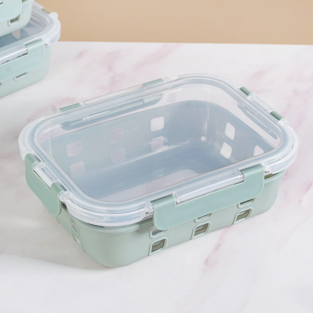 Gripso Microwave Safe Meal Prep Container With Silicone Sleeves Set Of 3 Sage Green S 370ml M 600ml L 1000ml Nestasia