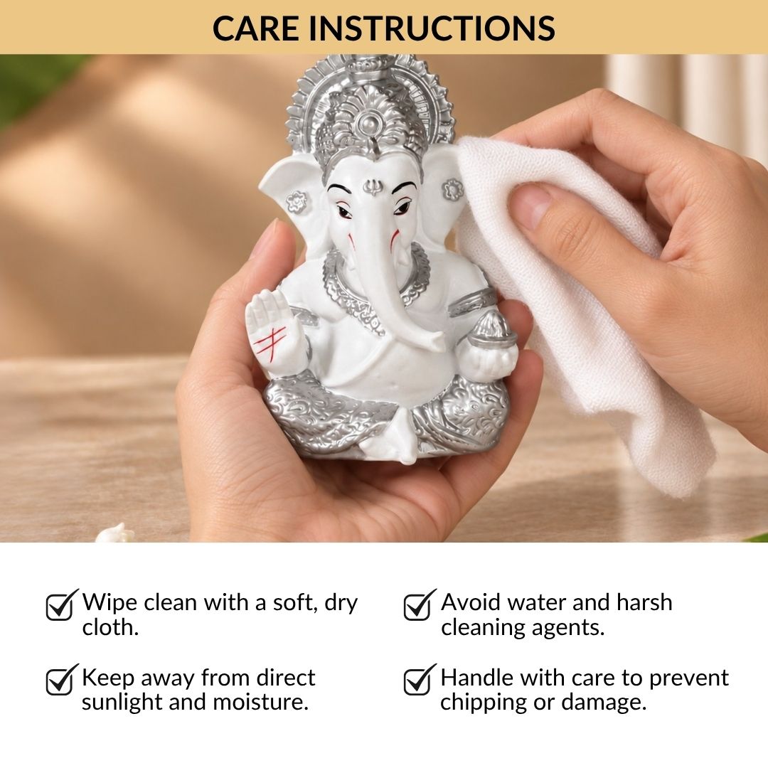 Small Lord Ganesh Idol White 9cm Nestasia