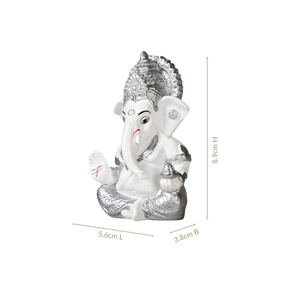 Small Lord Ganesh Idol White 9cm Nestasia