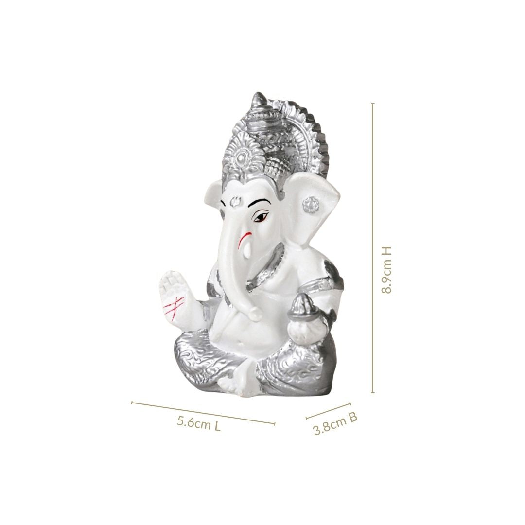 Small Lord Ganesh Idol White 9cm Nestasia