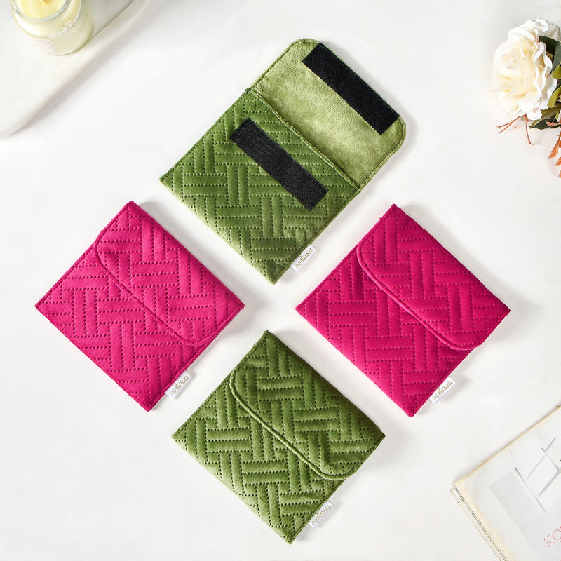Set Of 4 Small Jewellery Pouch Pink And Green Nestasia