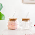 Small Ribbed Glass Tumbler Set Of 2 450ml Nestasia