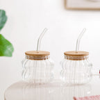 Small Ribbed Glass Tumbler Set Of 2 450ml Nestasia