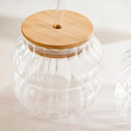Small Ribbed Glass Tumbler Set Of 2 450ml Nestasia