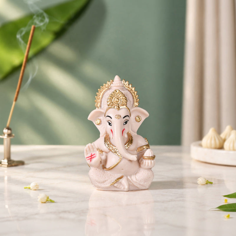 Small Vighnaharta Ganesh Murti Pink 9cm Nestasia